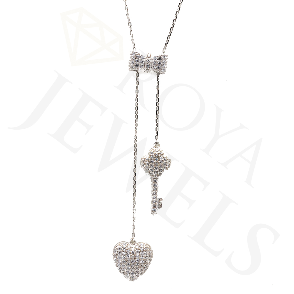 Tie Your Key To My Heart Lariat White Necklace