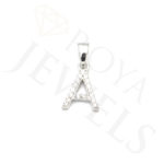 White Initial Pendant Customize Personalize Memorialize Rhodium Plated Sterling Silver and Cubic Zirconia