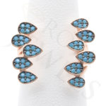 Turquoise Teardrops Open Ring Rose Gold Sterling Silver