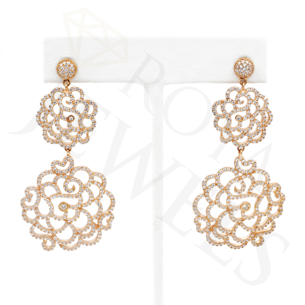 Filigree Dangle Post Rose Gold earrings Rose Roya Jewels