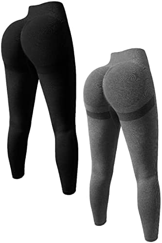 OQQ Women’s 2 Piece Butt Lifting Yoga Leggings Workout High Waist Tummy Control Ruched Booty Pants