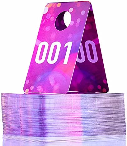 Live Plastic Number Tags Consecutive Live Number Tag, 1.97×3.15 Inch (5x8cm),Normal and Reverse Mirror Image Number Cards for Live Sales, Hanger Cards for Clothes, Reusable (1-100, Pink Spots)