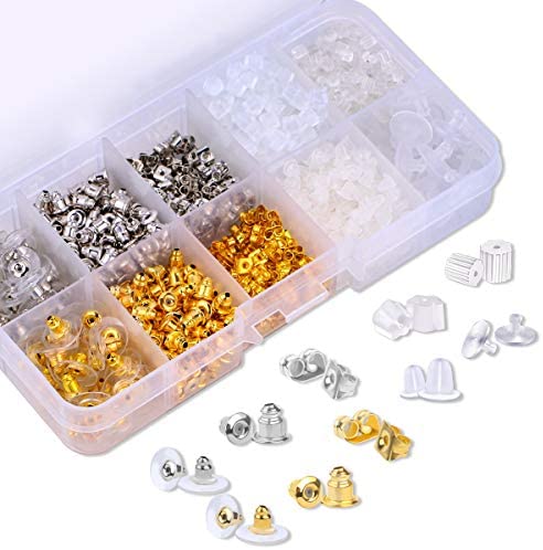 Earring Backs 10 Styles Earring Accessories Safety Bullet Earring Clutch Hypoallergenic 1040 Pieces (10 Styles)